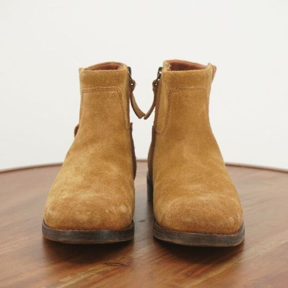 Franco Sarto Womens Malina Ankle Boots Booties Tan Brown Suede Zip Block 6.5M - Picture 3 of 9